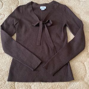 Loft brown front tie sweater